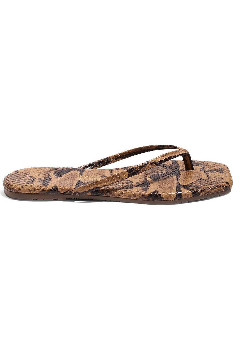 NEW TKEES women's square toe flip flop in coco snake